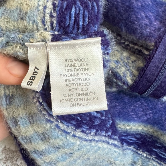 Susan Bristol Wool Cardigan Sweater Purple Multi V-Neck Zip Long Sleeve Size XL - Picture 9 of 9